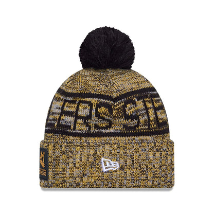 This is a Pittsburgh Steelers NFL Sideline Black Sport Knit Beanie Hat 3