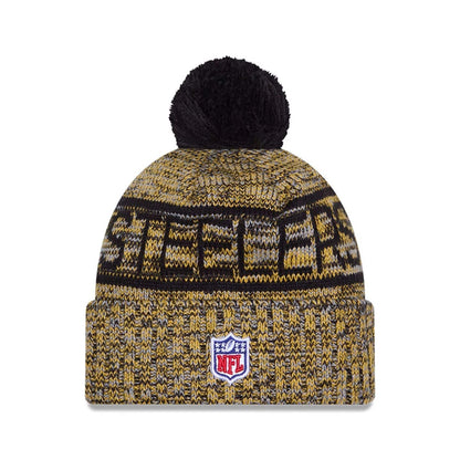 This is a Pittsburgh Steelers NFL Sideline Black Sport Knit Beanie Hat 2