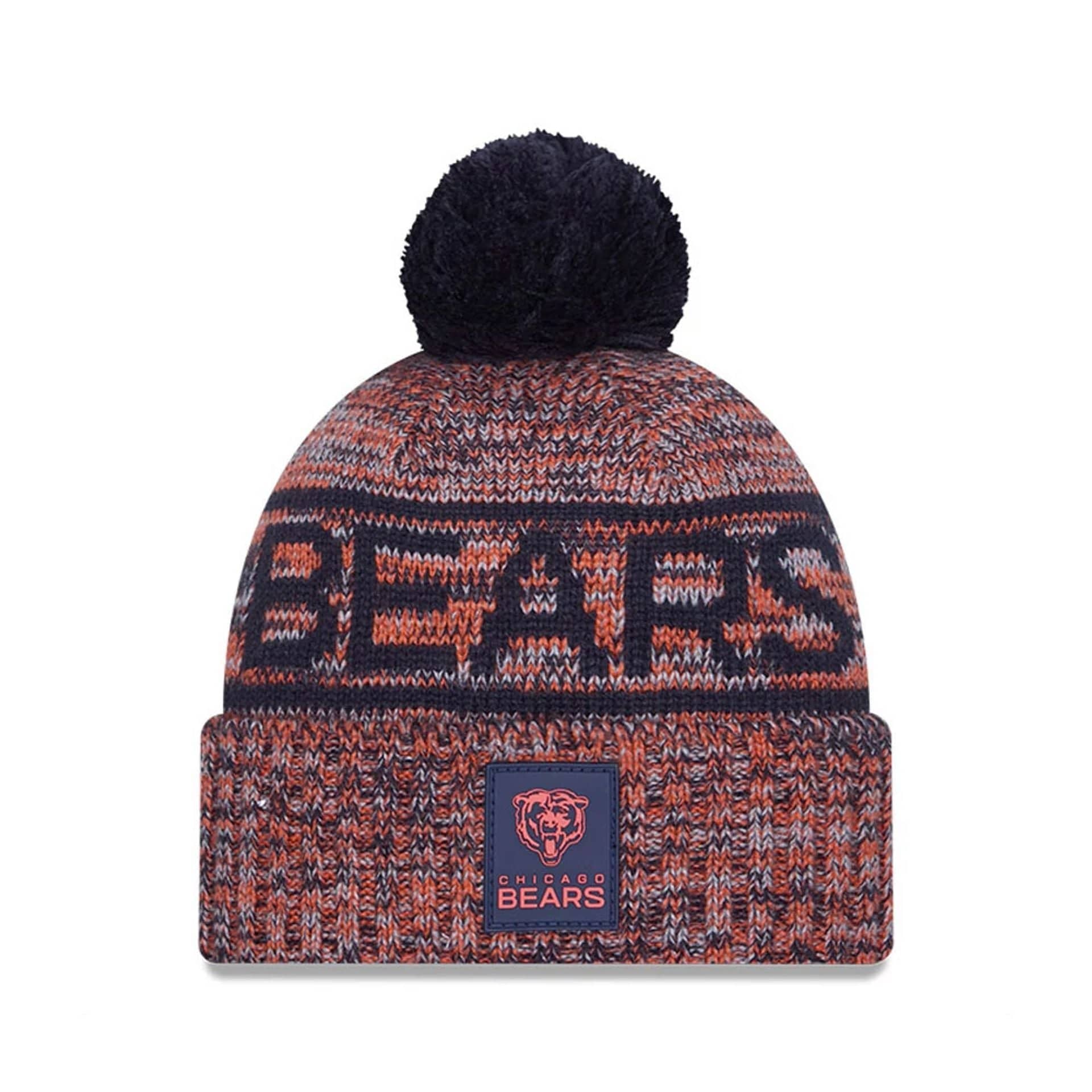 This is a Chicago Bears NFL Sideline 2025 Navy Sport Knit Beanie Hat 1