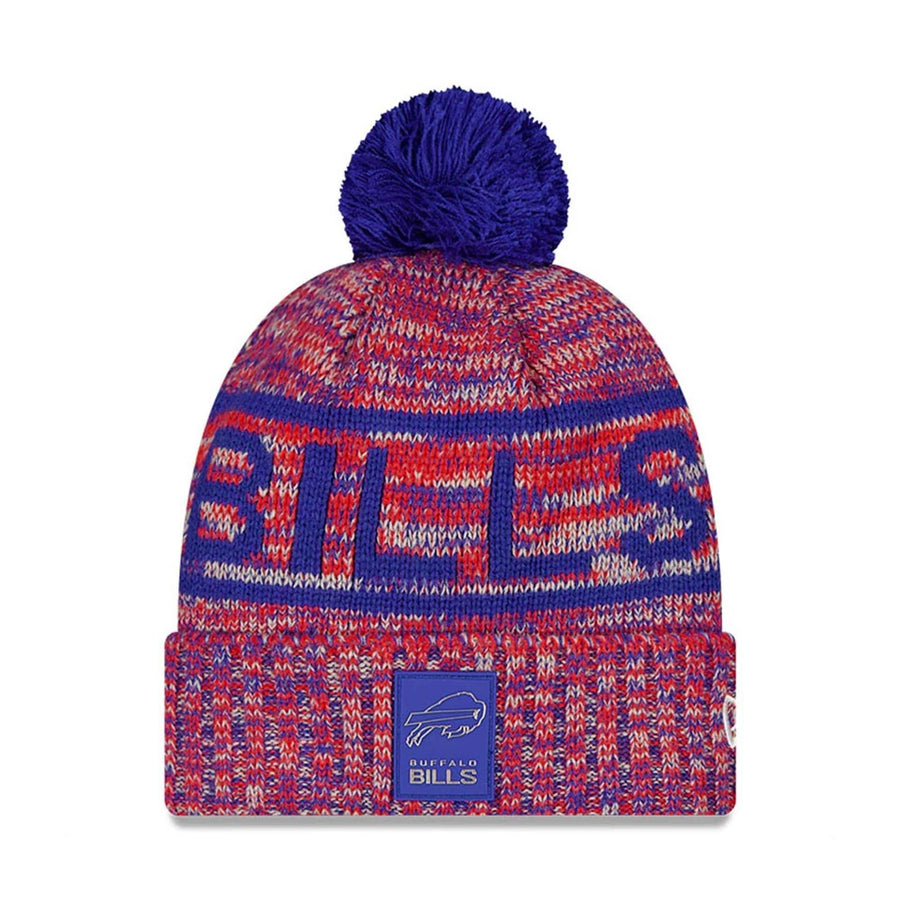 This is a Buffalo Bills NFL Sideline 2025 Blue Sport Knit Beanie Hat 1