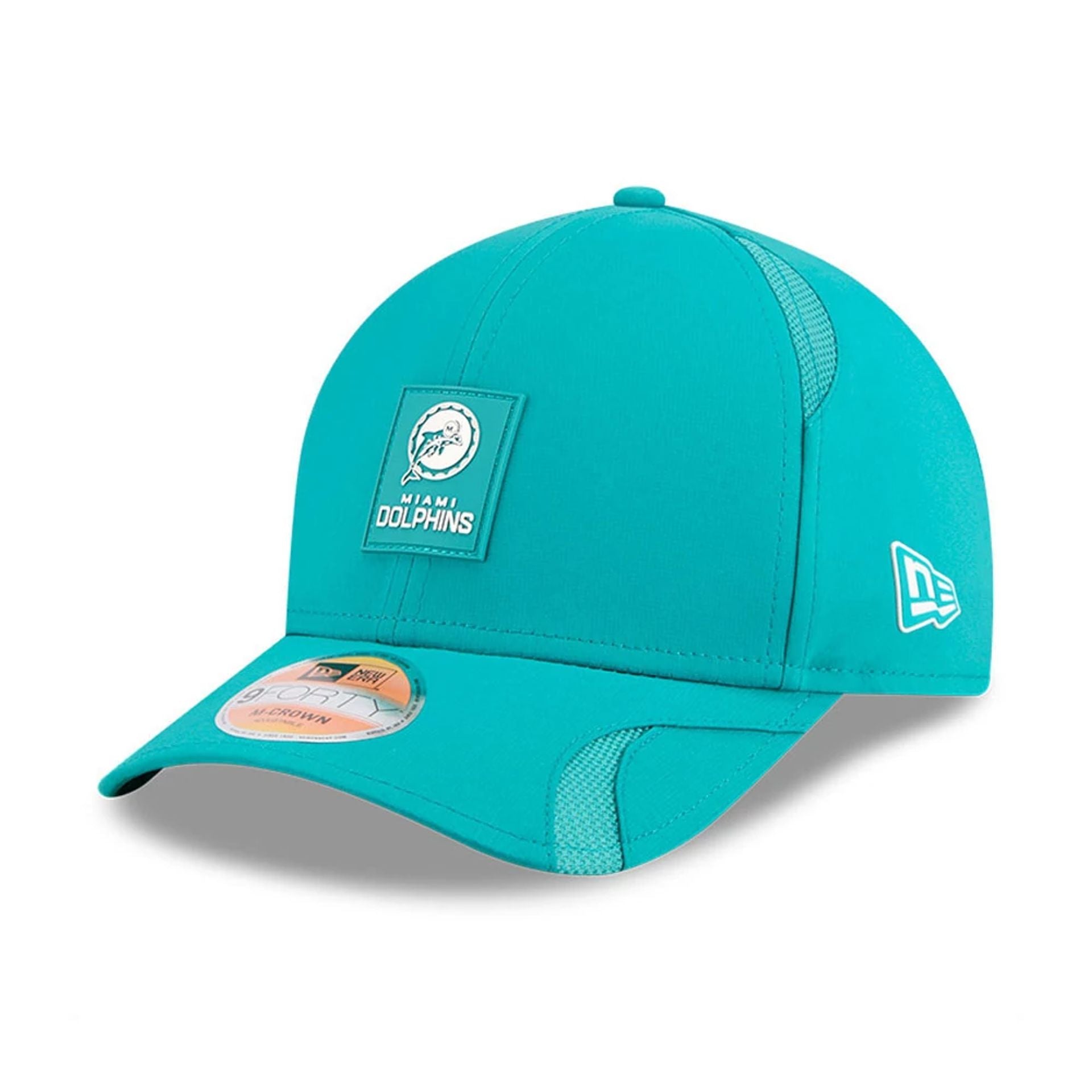 This is a Miami Dolphins NFL Sideline 2025 Turquoise 9FORTY M-Crown Adjustable Cap 1