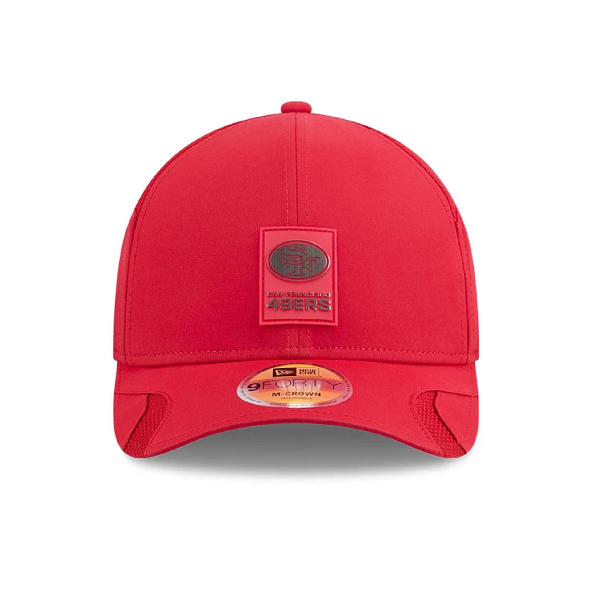 This is a San Francisco 49ers NFL Sideline 2025 Red 9FORTY M-Crown Adjustable Cap 3
