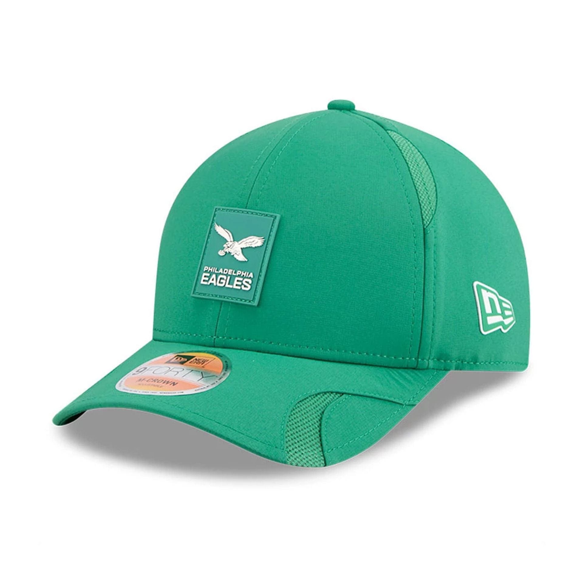 This is a Philadelphia Eagles NFL Sideline 2025 Green 9FORTY M-Crown Adjustable Cap 1