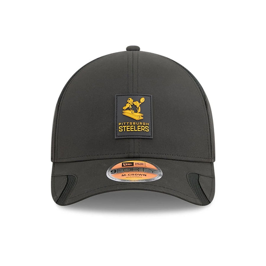 This is a Pittsburgh Steelers NFL Sideline 2025 Black 9FORTY M-Crown Adjustable Cap 3
