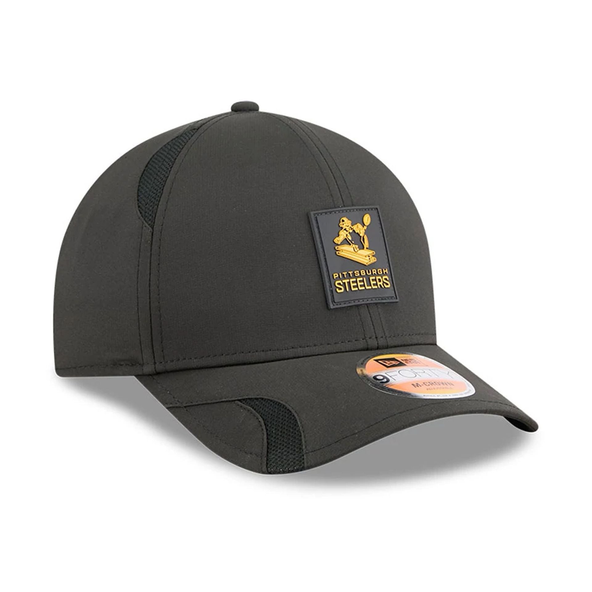 This is a Pittsburgh Steelers NFL Sideline 2025 Black 9FORTY M-Crown Adjustable Cap 4