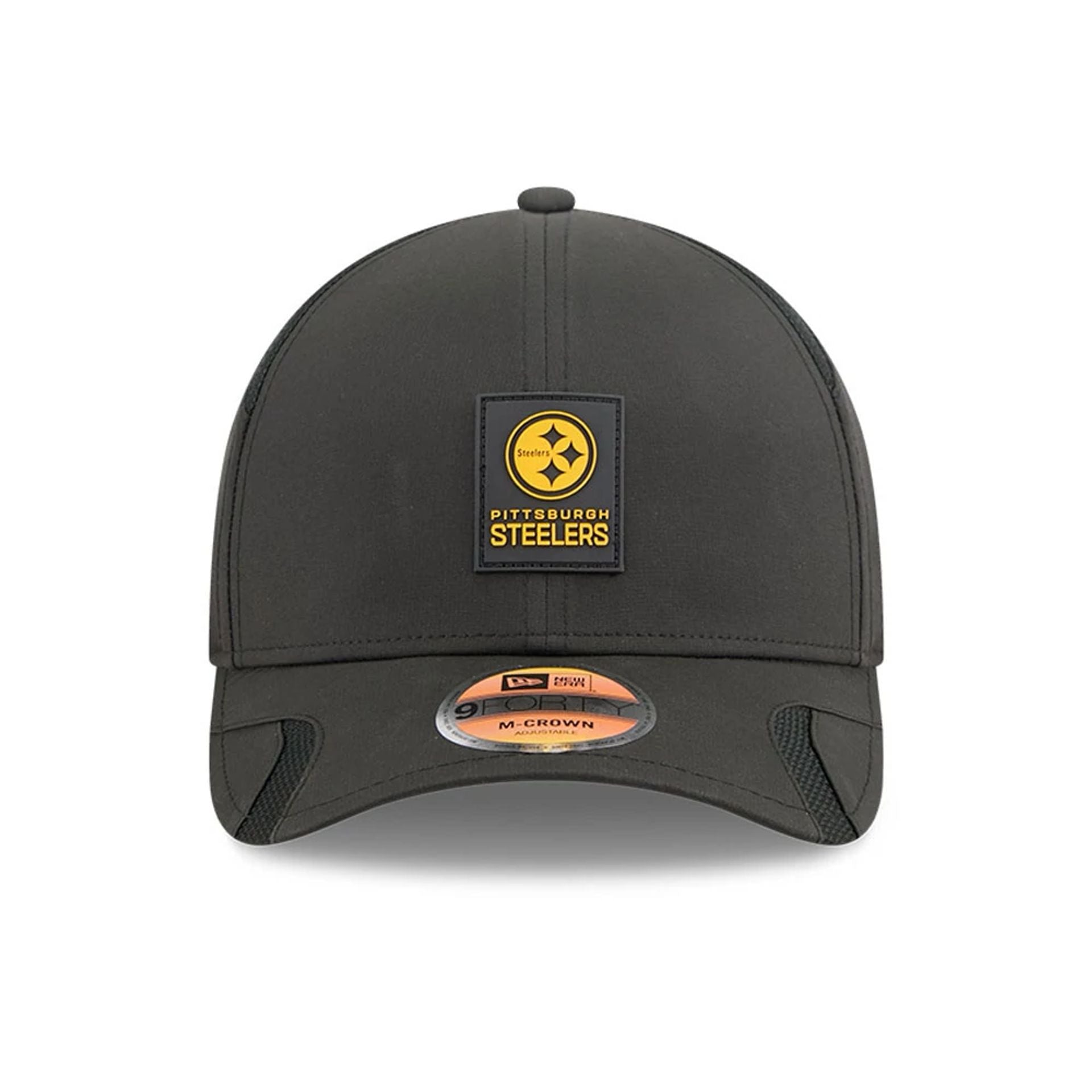 This is a Pittsburgh Steelers NFL Sideline 2025 Black 9FORTY M-Crown Adjustable Cap 3