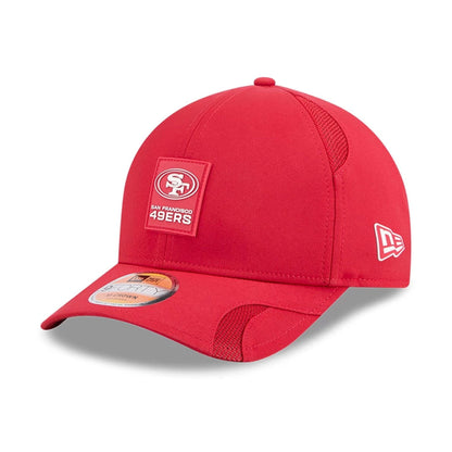 This is a San Francisco 49ers NFL Sideline 2025 Red 9FORTY M-Crown Adjustable Cap 1