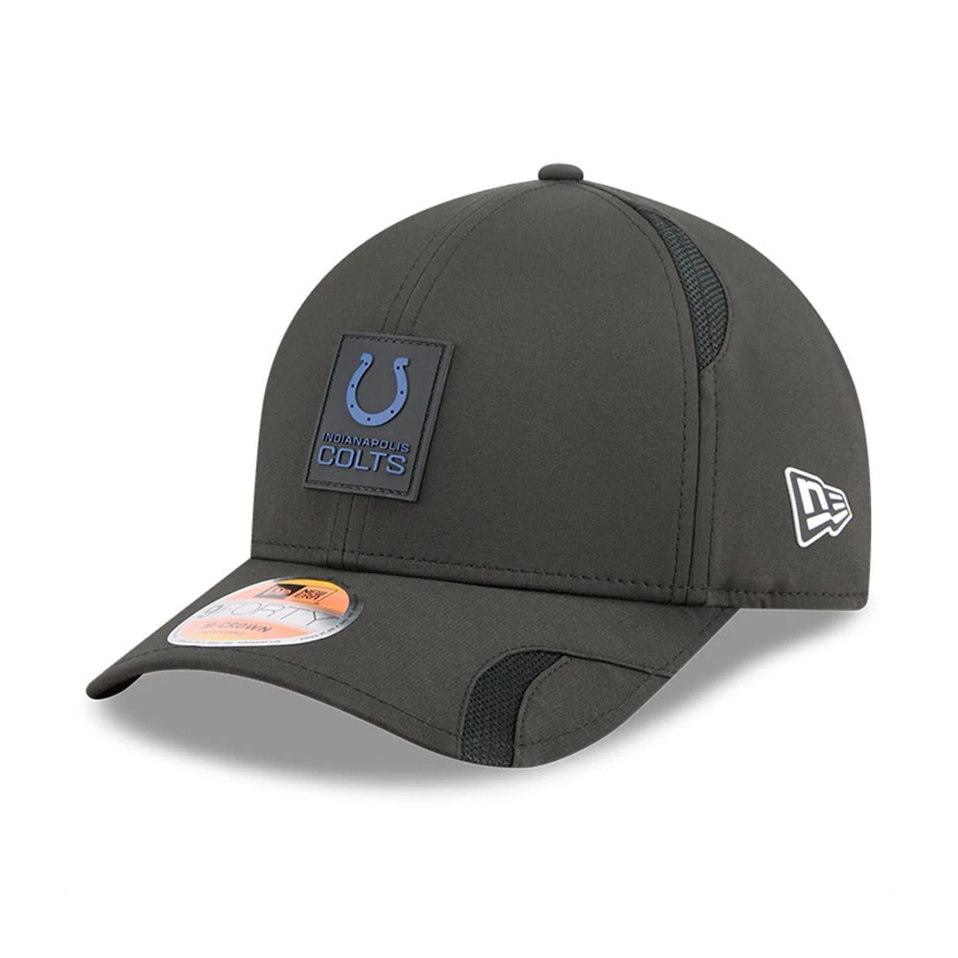 This is a Indianapolis Colts NFL Sideline 2025 Black 9FORTY M-Crown Adjustable Cap 1