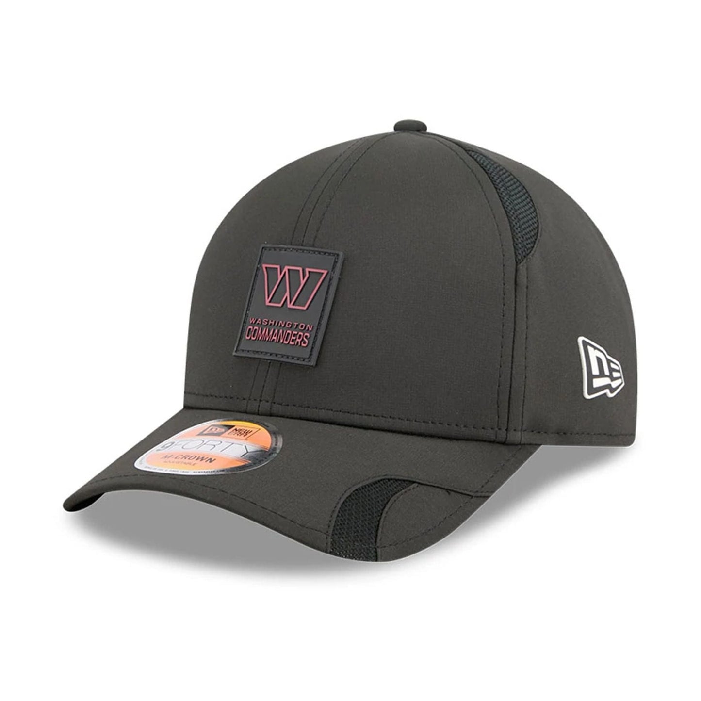 This is a Washington Commanders NFL Sideline 2025 Black 9FORTY M-Crown Adjustable Cap 1