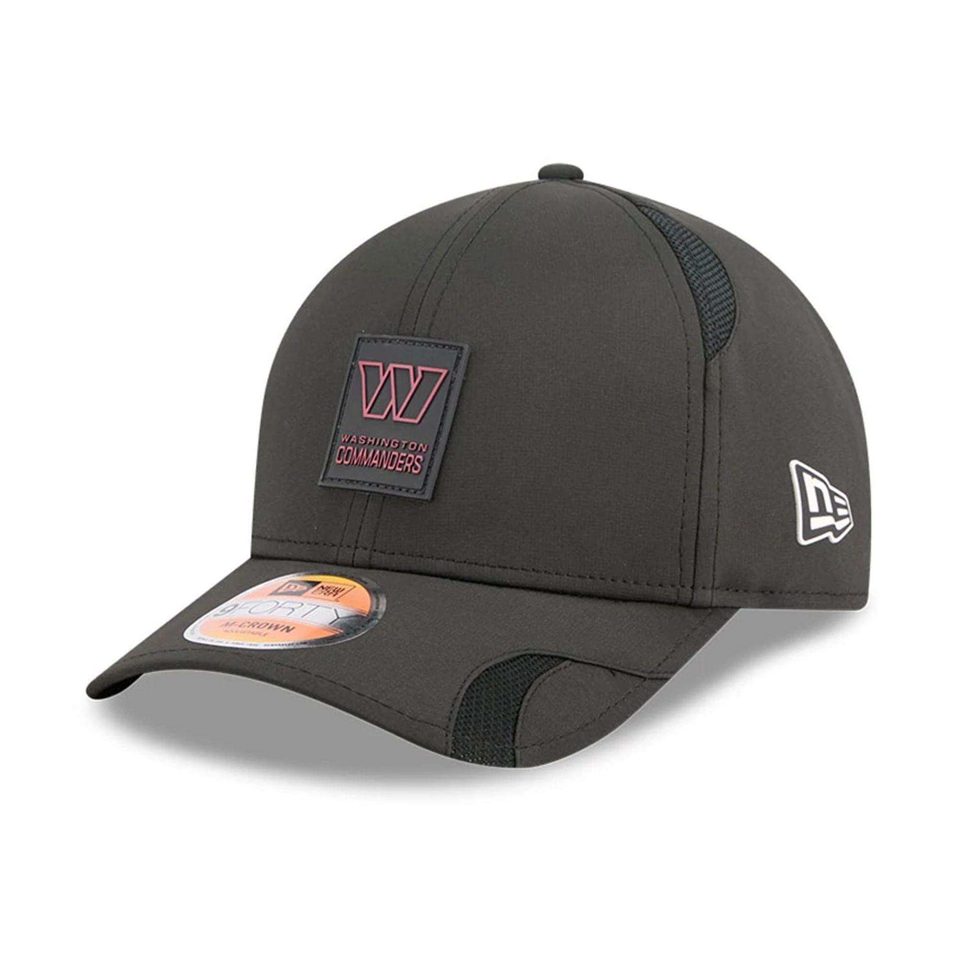 This is a Washington Commanders NFL Sideline 2025 Black 9FORTY M-Crown Adjustable Cap 1