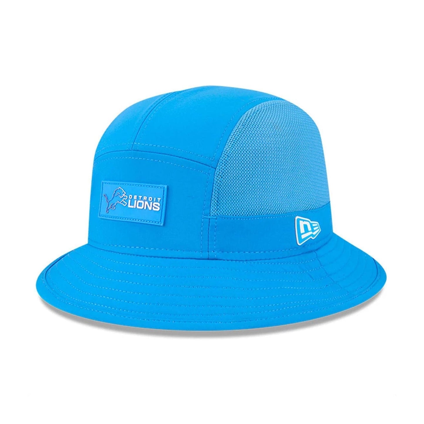 This is a Detroit Lions NFL Sideline 2025 Blue Stretch Bucket Hat 1