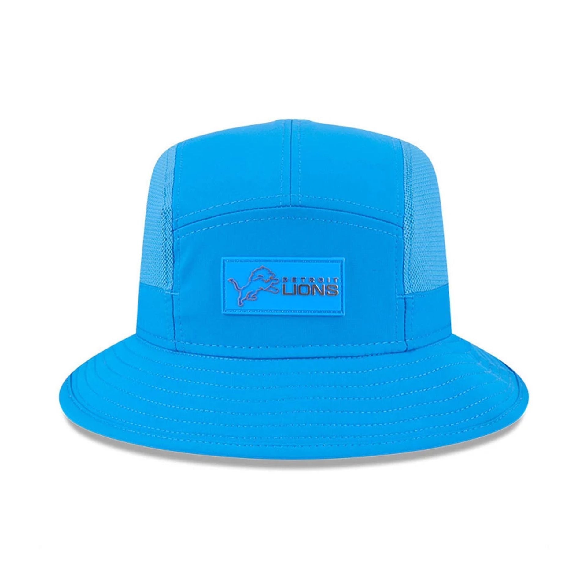 This is a Detroit Lions NFL Sideline 2025 Blue Stretch Bucket Hat 2