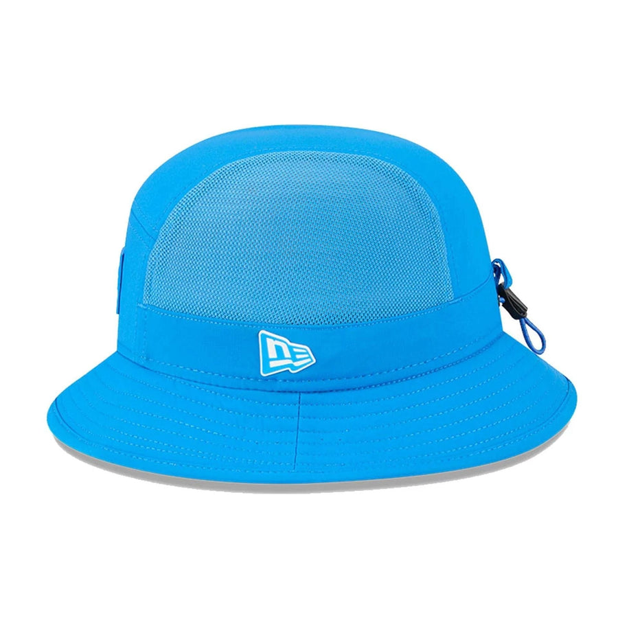 This is a Detroit Lions NFL Sideline 2025 Blue Stretch Bucket Hat 5