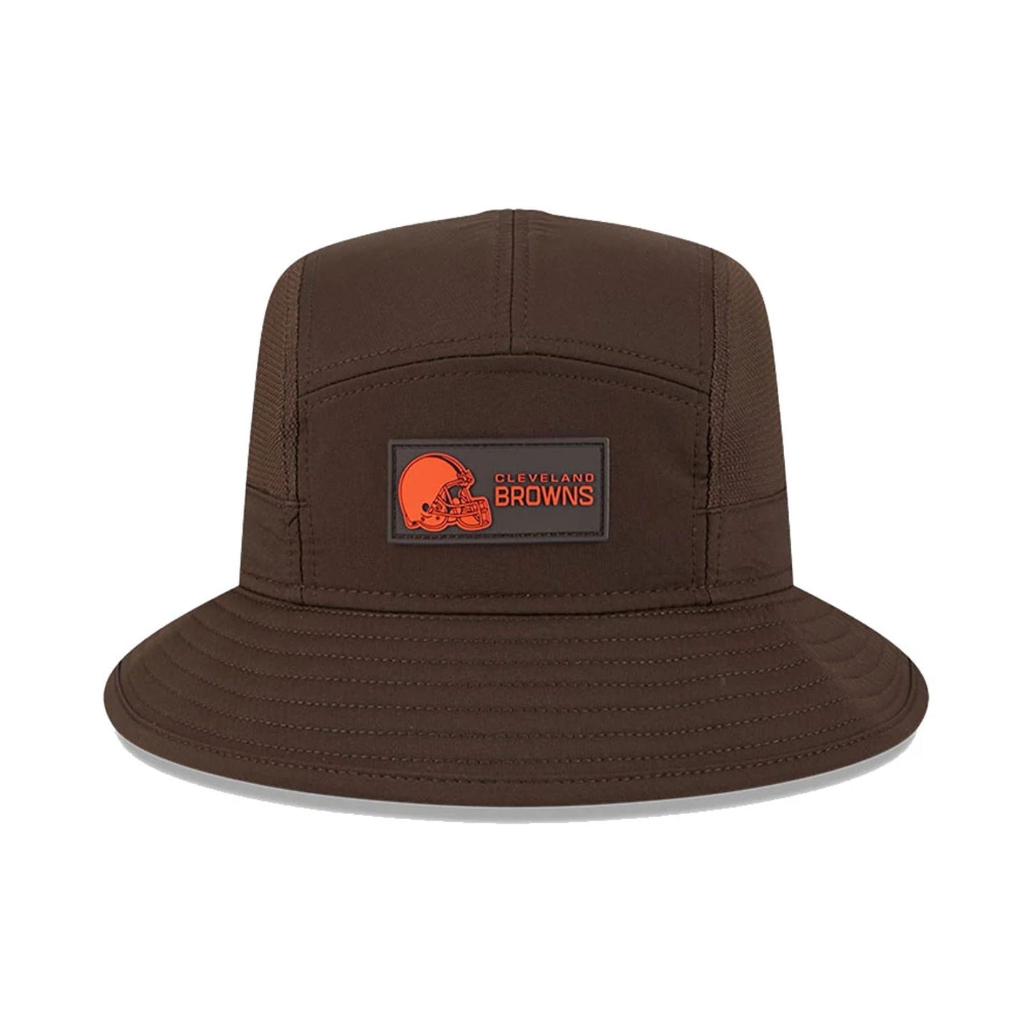 This is a Cleveland Browns NFL Sideline 2025 Dark Brown Stretch Bucket Hat 2