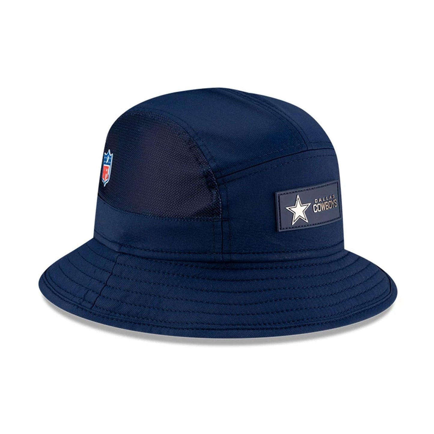 This is a Dallas Cowboys NFL Sideline 2025 Dark Blue Stretch Bucket Hat 3