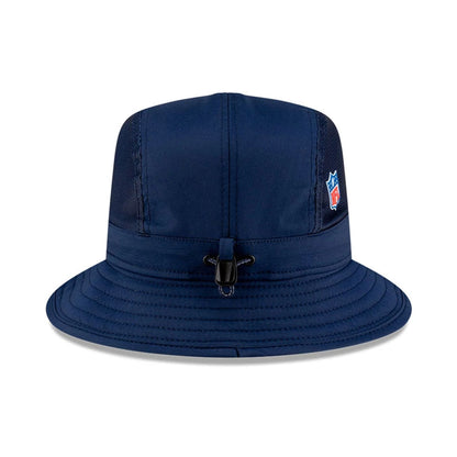 This is a Dallas Cowboys NFL Sideline 2025 Dark Blue Stretch Bucket Hat 5