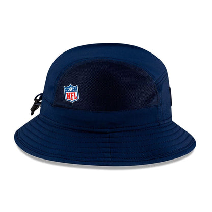This is a Dallas Cowboys NFL Sideline 2025 Dark Blue Stretch Bucket Hat 6