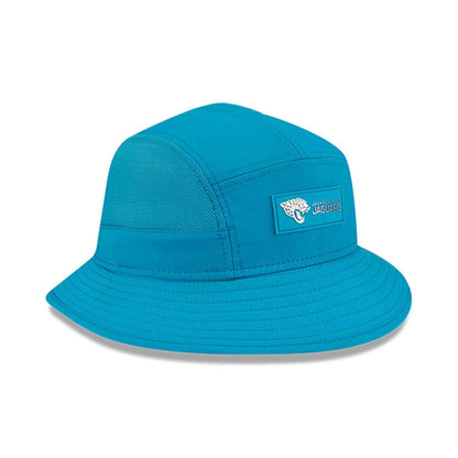 This is a Jacksonville Jaguars NFL Sideline 2025 Turquoise Stretch Bucket Hat 4
