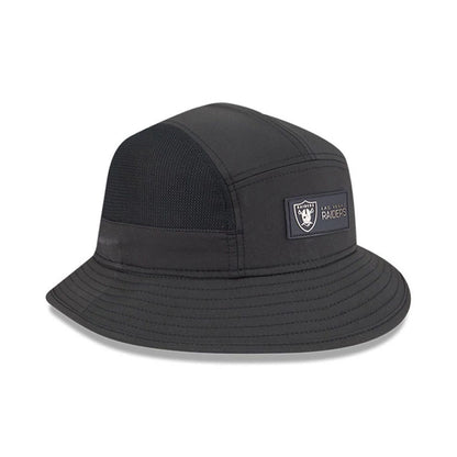 This is a Las Vegas Raiders NFL Sideline 2025 Black Stretch Bucket Hat 4