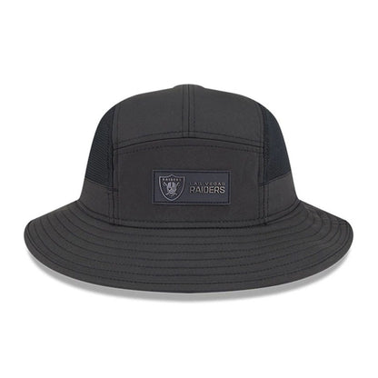 This is a Las Vegas Raiders NFL Sideline 2025 Black Stretch Bucket Hat 2