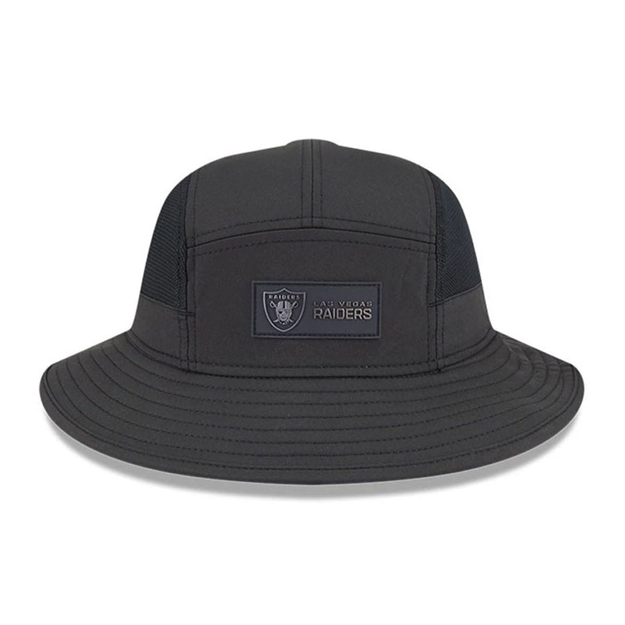 This is a Las Vegas Raiders NFL Sideline 2025 Black Stretch Bucket Hat 2