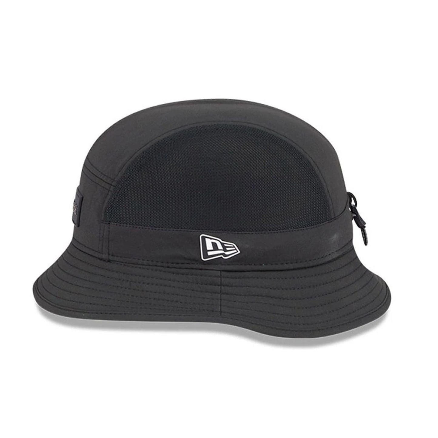 This is a Las Vegas Raiders NFL Sideline 2025 Black Stretch Bucket Hat 5