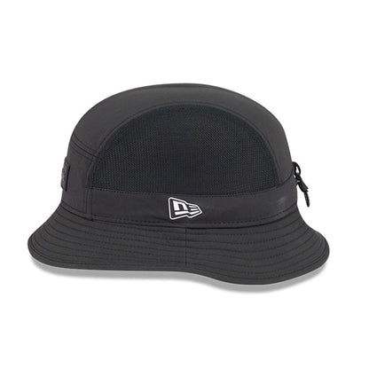 This is a Las Vegas Raiders NFL Sideline 2025 Black Stretch Bucket Hat 5