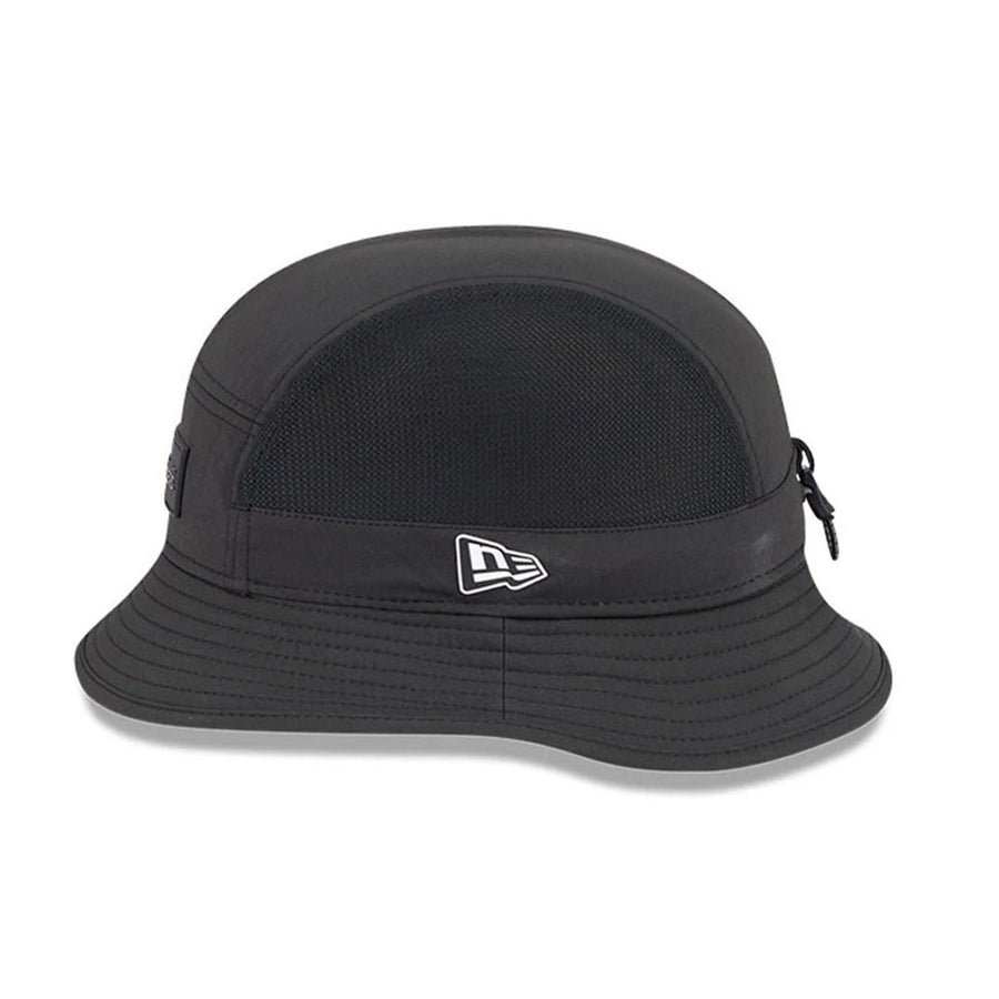 This is a Las Vegas Raiders NFL Sideline 2025 Black Stretch Bucket Hat 5