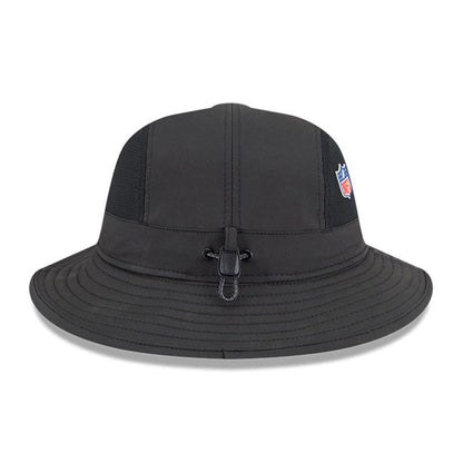This is a Las Vegas Raiders NFL Sideline 2025 Black Stretch Bucket Hat 6