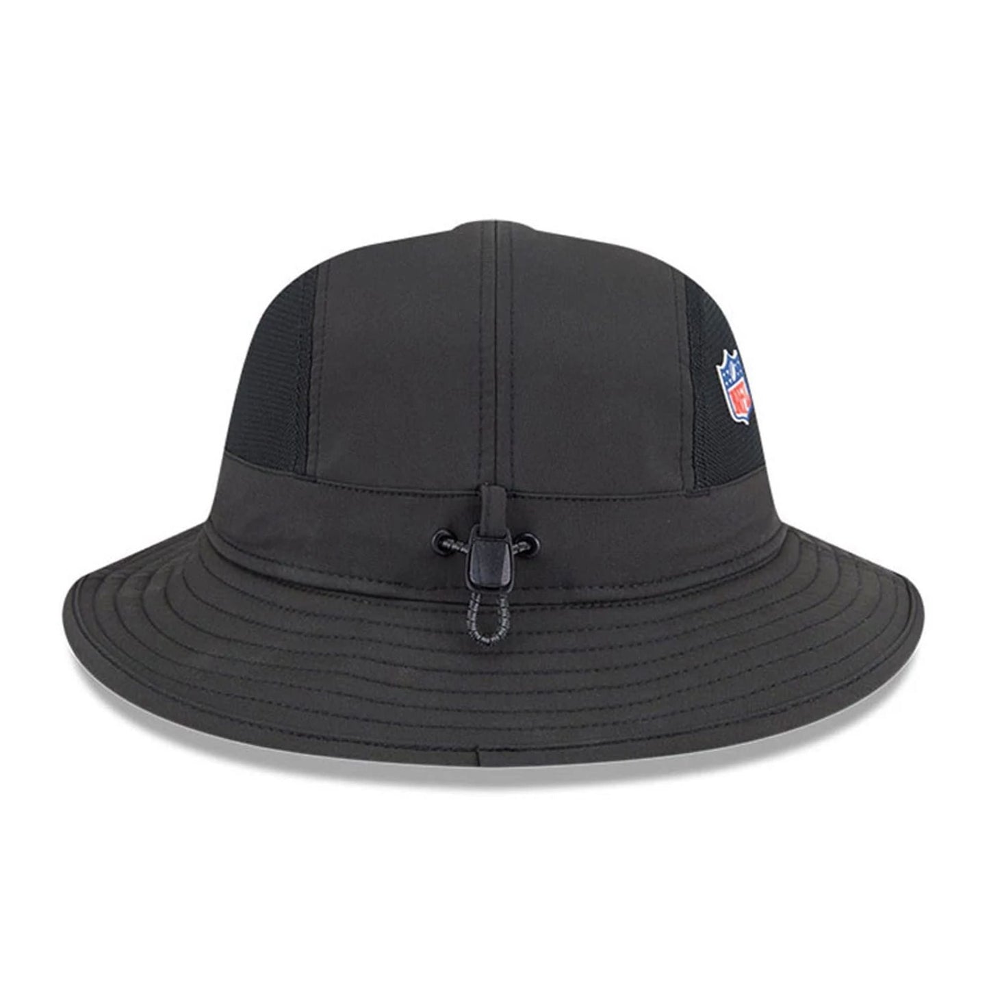 This is a Las Vegas Raiders NFL Sideline 2025 Black Stretch Bucket Hat 6
