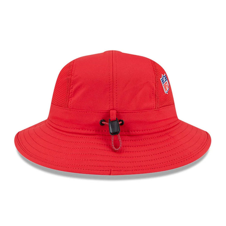 This is a Kansas City Chiefs NFL Sideline 2025 Red Stretch Bucket Hat 6