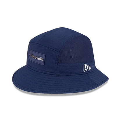 This is a Seattle Seahawks NFL Sideline 2025 Dark Blue Stretch Bucket Hat 1
