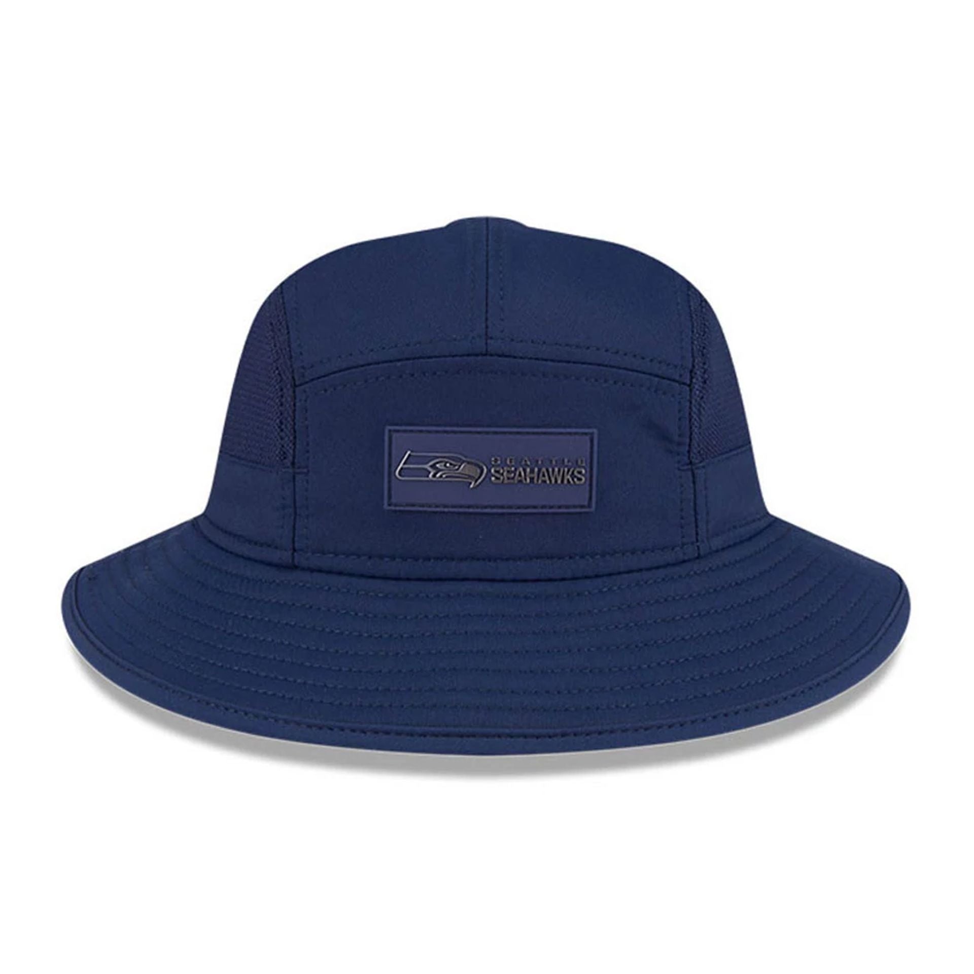 This is a Seattle Seahawks NFL Sideline 2025 Dark Blue Stretch Bucket Hat 2