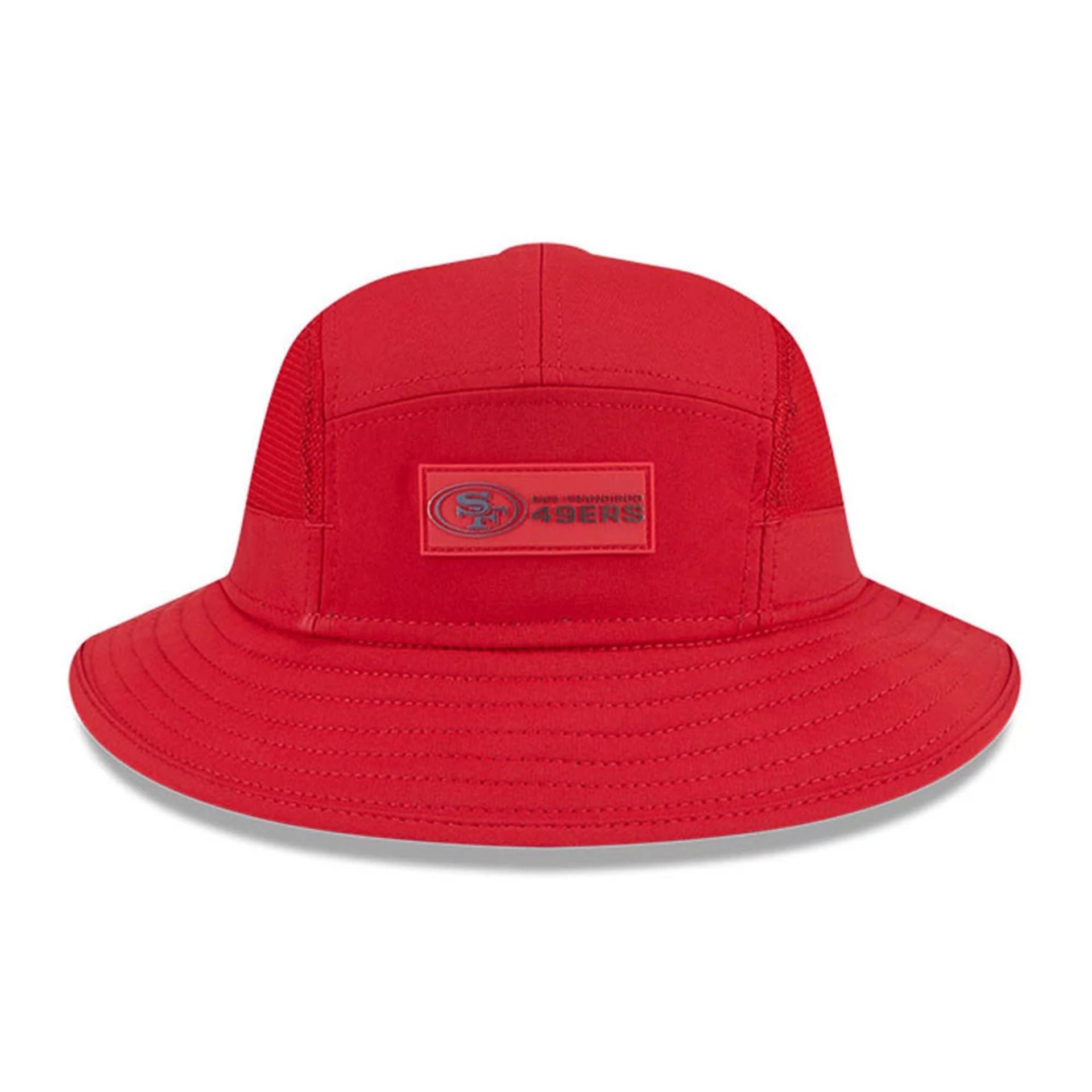 This is a San Francisco 49ers NFL Sideline 2025 Red Stretch Bucket Hat 2