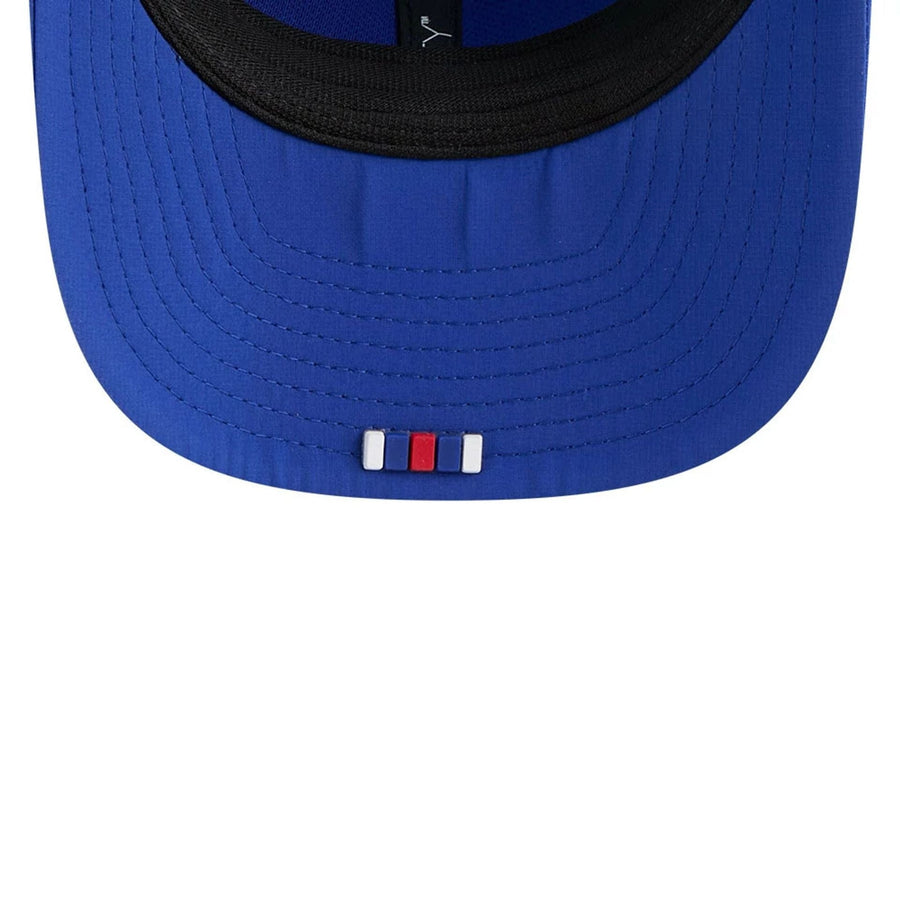 This is a Buffalo Bills NFL Sideline 2025 Blue 9SEVENTY Trucker Stretch Snap Adjustable Cap 6