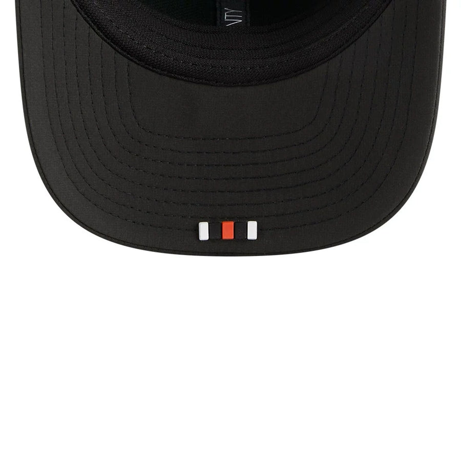 This is a Cincinnati Bengals NFL Sideline 2025 Black 9SEVENTY Trucker Stretch Snap Adjustable Cap 7
