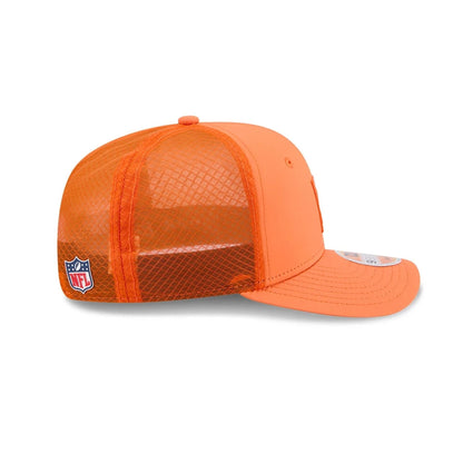 This is a Denver Broncos NFL Sideline 2025 Orange 9SEVENTY Trucker Stretch Snap Adjustable Cap 5