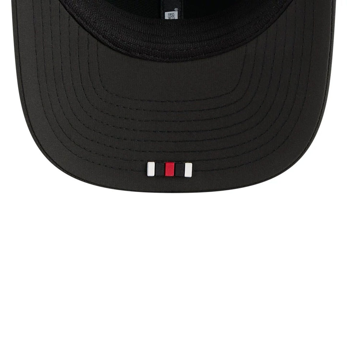This is a Atlanta Falcons NFL Sideline 2025 Black 9SEVENTY Trucker Stretch Snap Adjustable Cap 7