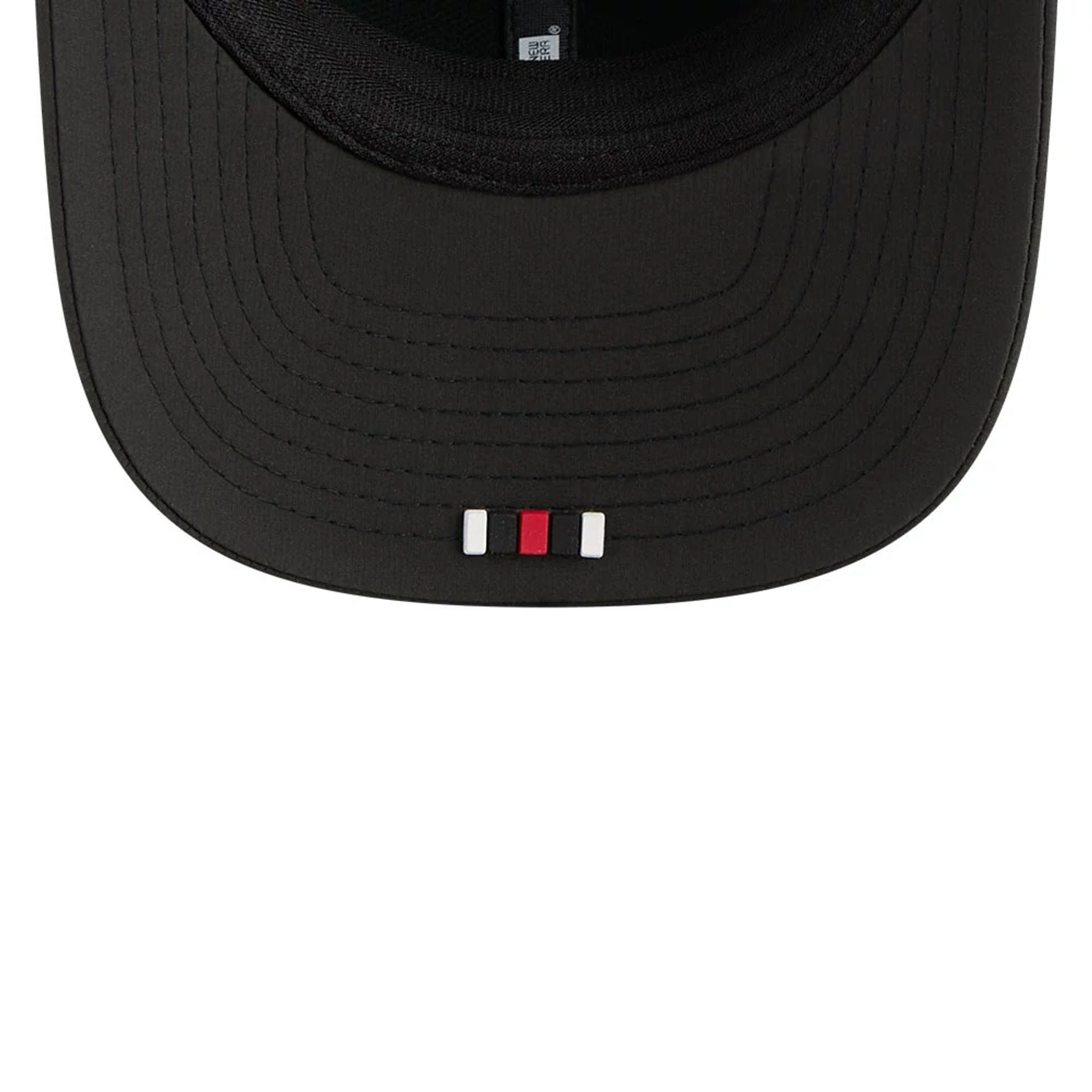 This is a Atlanta Falcons NFL Sideline 2025 Black 9SEVENTY Trucker Stretch Snap Adjustable Cap 7