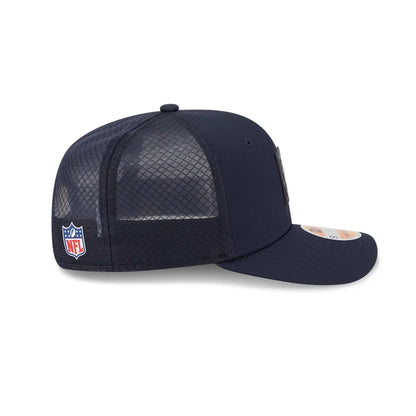 This is a Houston Texans NFL Sideline 2025 Navy 9SEVENTY Trucker Stretch Snap Adjustable Cap 5