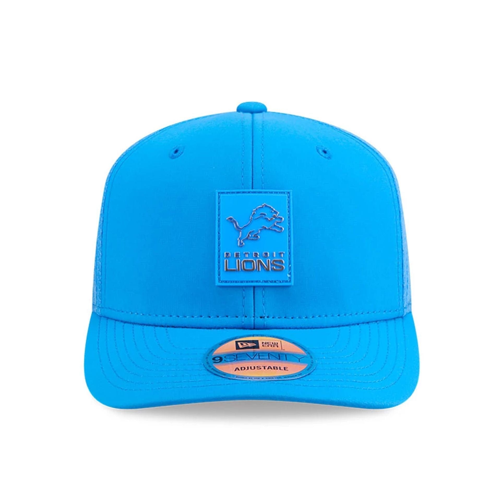 This is a Detroit Lions NFL Sideline 2025 Blue 9SEVENTY Trucker Stretch Snap Adjustable Cap 2