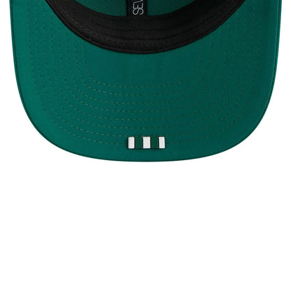 This is a New York Jets NFL Sideline 2025 Green 9SEVENTY Trucker Stretch Snap Adjustable Cap 6