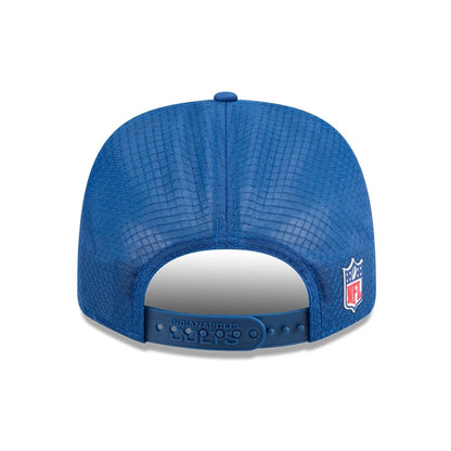 This is a Indianapolis Colts NFL Sideline 2025 Blue 9SEVENTY Trucker Stretch Snap Adjustable Cap 6