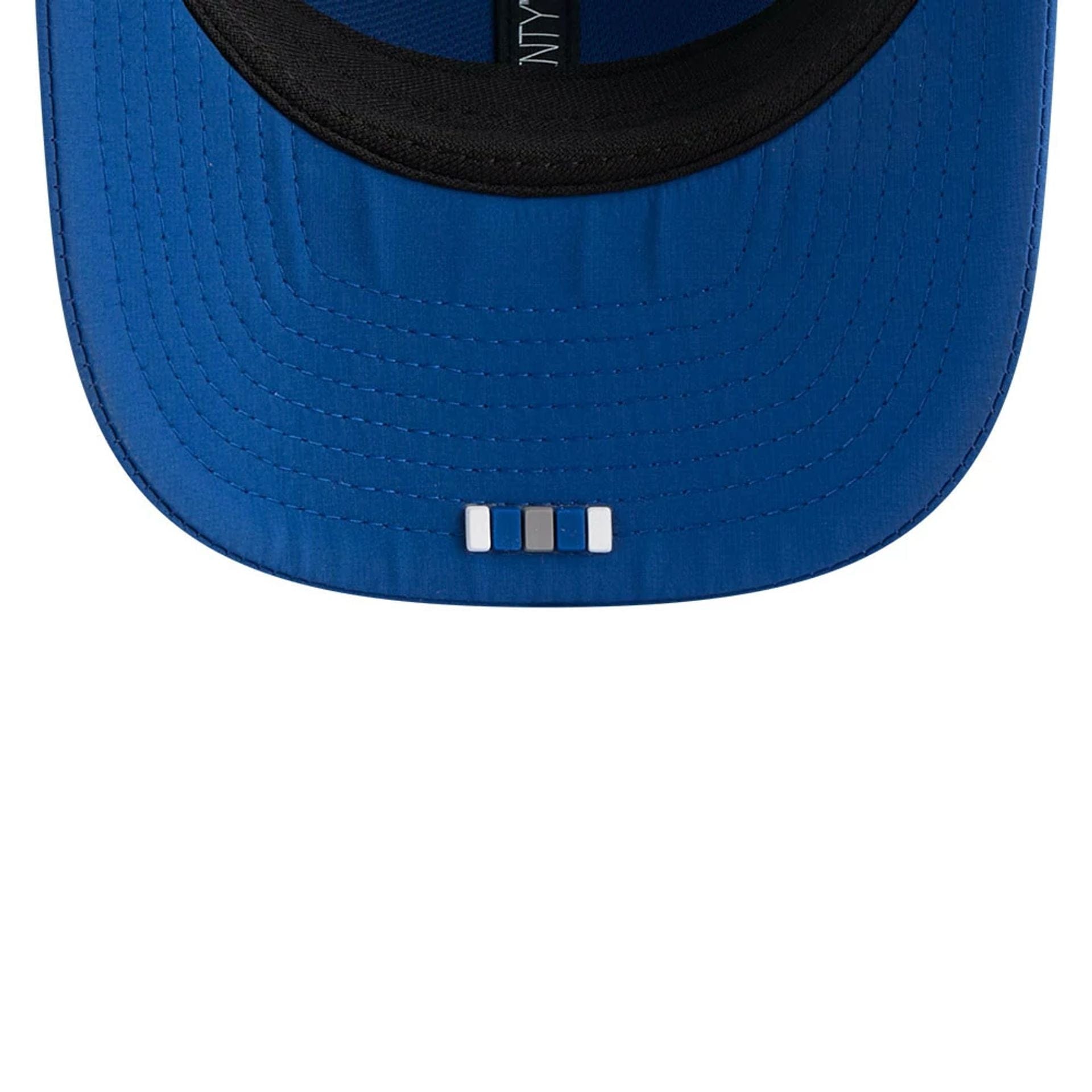 This is a Indianapolis Colts NFL Sideline 2025 Blue 9SEVENTY Trucker Stretch Snap Adjustable Cap 7