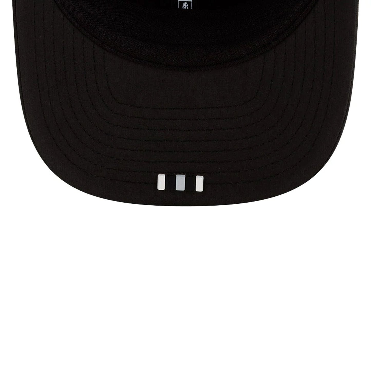 This is a Las Vegas Raiders NFL Sideline 2025 Black 9SEVENTY Trucker Stretch Snap Adjustable Cap 2