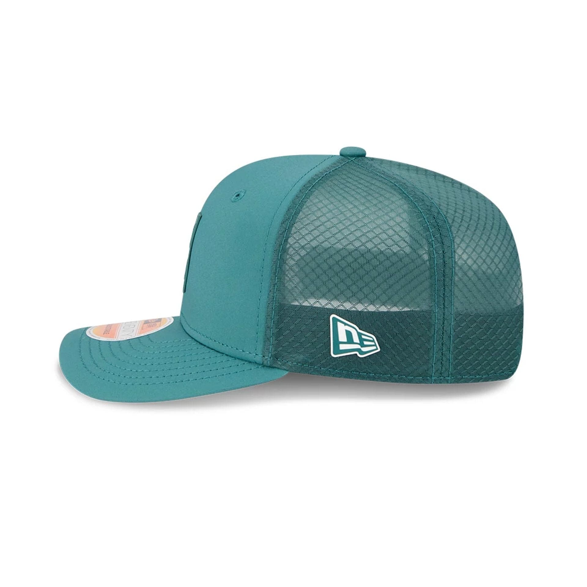 This is a Philadelphia Eagles NFL Sideline 2025 Dark Green 9SEVENTY Trucker Stretch Snap Adjustable Cap 4
