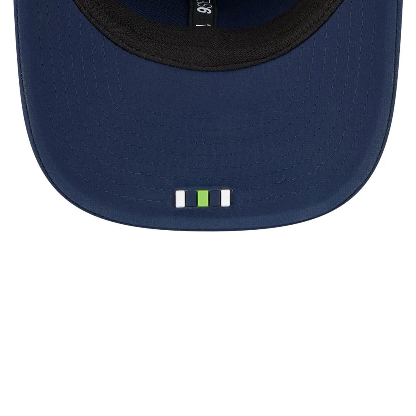 This is a Seattle Seahawks NFL Sideline 2025 Dark Blue 9SEVENTY Trucker Stretch Snap Adjustable Cap 6