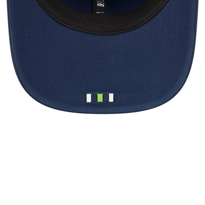 This is a Seattle Seahawks NFL Sideline 2025 Dark Blue 9SEVENTY Trucker Stretch Snap Adjustable Cap 6