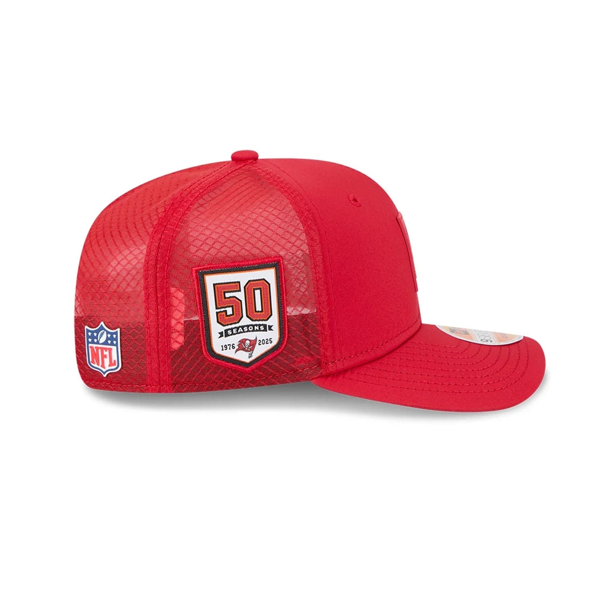 NFL Sideline 2025 Tampa Bay Buccaneers Red 9SEVENTY Trucker