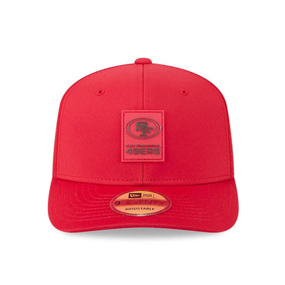 This is a San Francisco 49ers NFL Sideline 2025 Red 9SEVENTY Trucker Stretch Snap Adjustable Cap 2